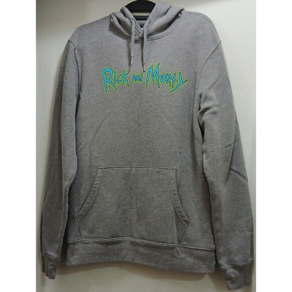 Rick & Morty Men's Gray Logo Hoodie By Old Navy Size Large EUC - Picture 1 of 6
